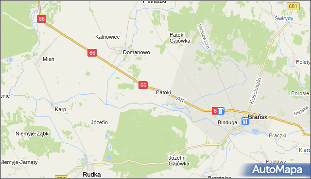 mapa Patoki gmina Brańsk, Patoki gmina Brańsk na mapie Targeo