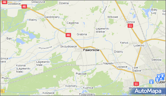 mapa Pawonków, Pawonków na mapie Targeo