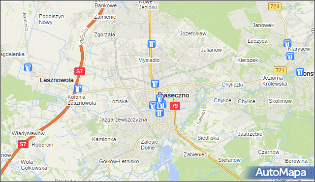 mapa Piaseczno, Piaseczno na mapie Targeo