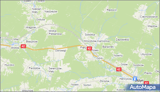 mapa Pięty, Pięty na mapie Targeo