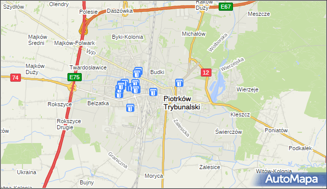 mapa Piotrków Trybunalski, Piotrków Trybunalski na mapie Targeo