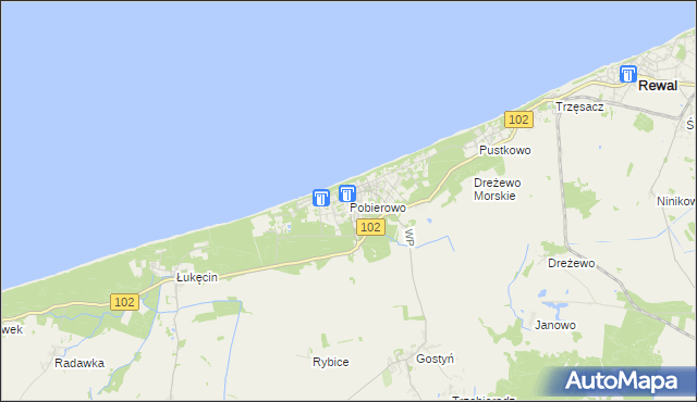 mapa Pobierowo, Pobierowo na mapie Targeo