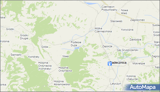 mapa Podlesie Małe gmina Radecznica, Podlesie Małe gmina Radecznica na mapie Targeo
