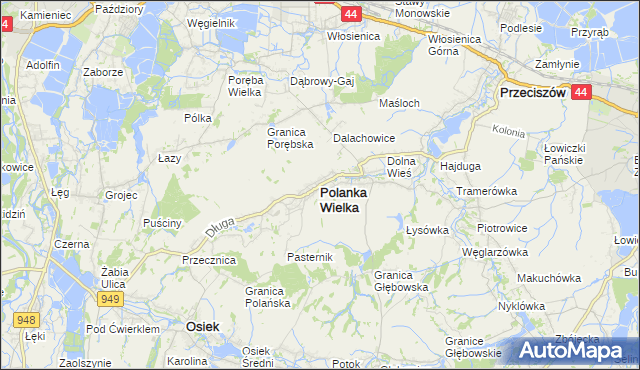 mapa Polanka Wielka, Polanka Wielka na mapie Targeo