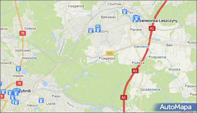 mapa Przegędza, Przegędza na mapie Targeo