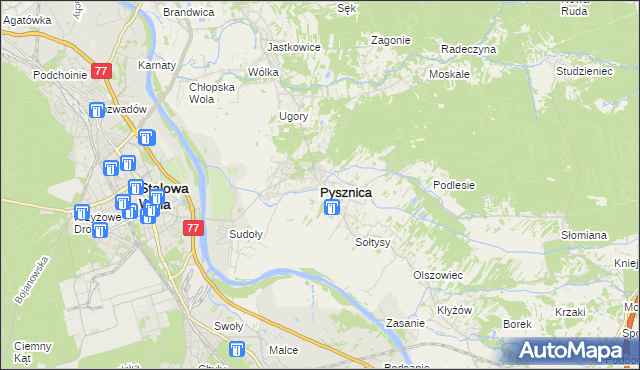 mapa Pysznica, Pysznica na mapie Targeo