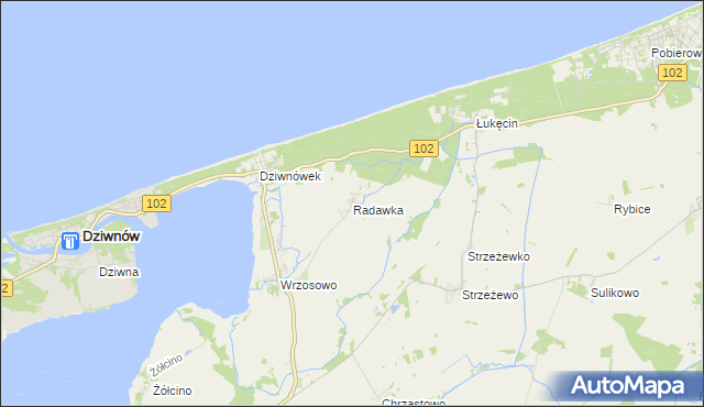 mapa Radawka, Radawka na mapie Targeo