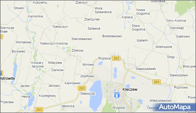 mapa Roztoka gmina Kleczew, Roztoka gmina Kleczew na mapie Targeo