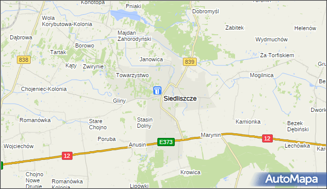 mapa Siedliszcze powiat chełmski, Siedliszcze powiat chełmski na mapie Targeo