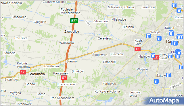 mapa Ślepowron, Ślepowron na mapie Targeo