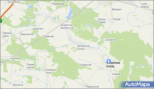 mapa Stradomia Dolna, Stradomia Dolna na mapie Targeo