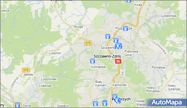 mapa Szczawno-Zdrój, Szczawno-Zdrój na mapie Targeo