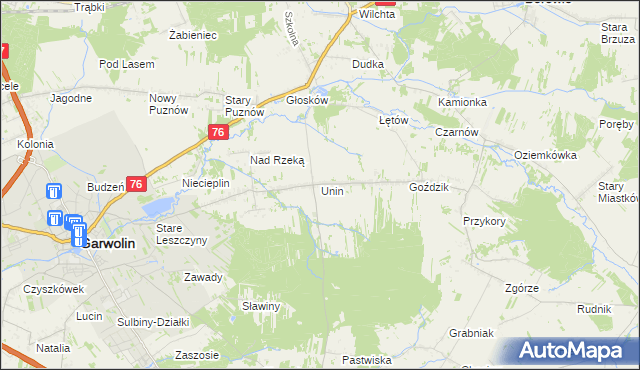 mapa Unin gmina Górzno, Unin gmina Górzno na mapie Targeo