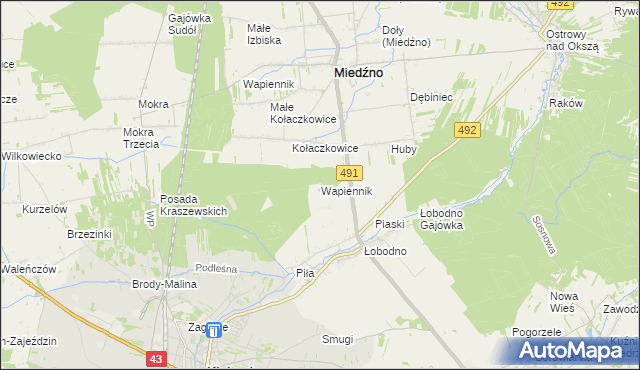 mapa Wapiennik gmina Kłobuck, Wapiennik gmina Kłobuck na mapie Targeo