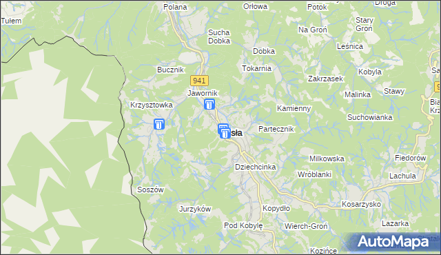 mapa Wisła, Wisła na mapie Targeo