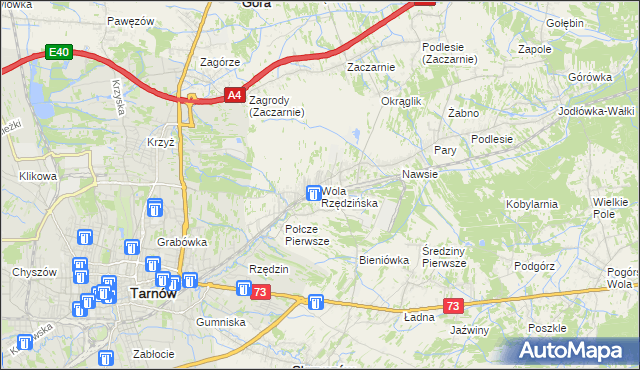 mapa Wola Rzędzińska, Wola Rzędzińska na mapie Targeo