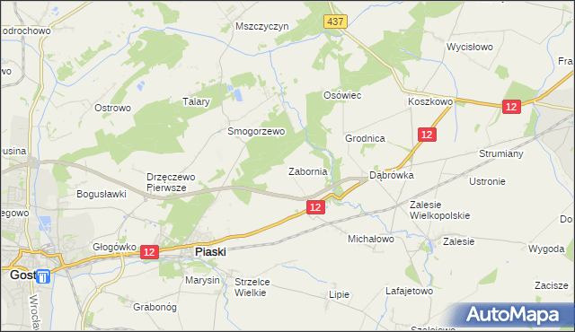 mapa Zabornia gmina Piaski, Zabornia gmina Piaski na mapie Targeo
