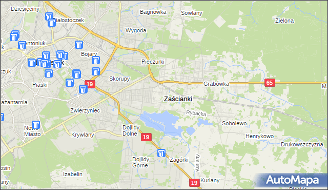 mapa Zaścianki gmina Supraśl, Zaścianki gmina Supraśl na mapie Targeo