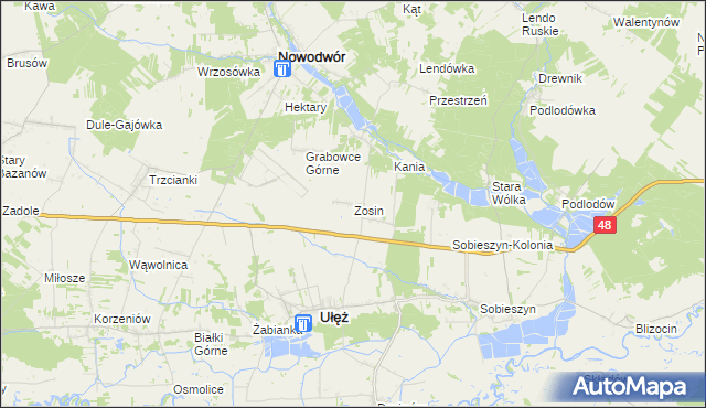 mapa Zosin gmina Ułęż, Zosin gmina Ułęż na mapie Targeo