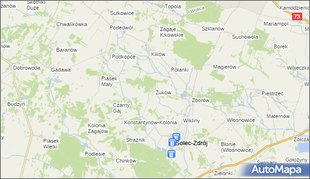 mapa Żuków gmina Solec-Zdrój, Żuków gmina Solec-Zdrój na mapie Targeo