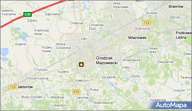 mapa Grodzisk Mazowiecki, Grodzisk Mazowiecki na mapie Targeo