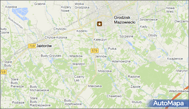 mapa Janinów gmina Grodzisk Mazowiecki, Janinów gmina Grodzisk Mazowiecki na mapie Targeo