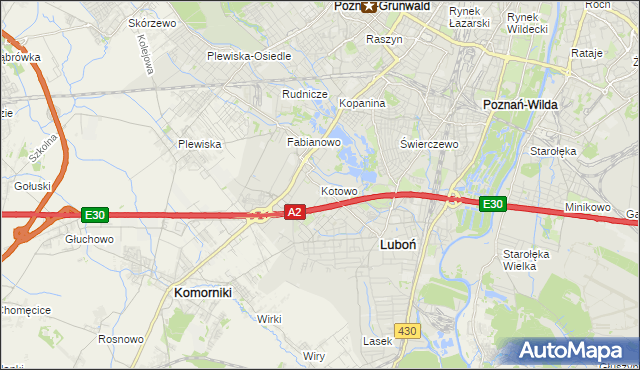 mapa Kotowo gmina Poznań, Kotowo gmina Poznań na mapie Targeo