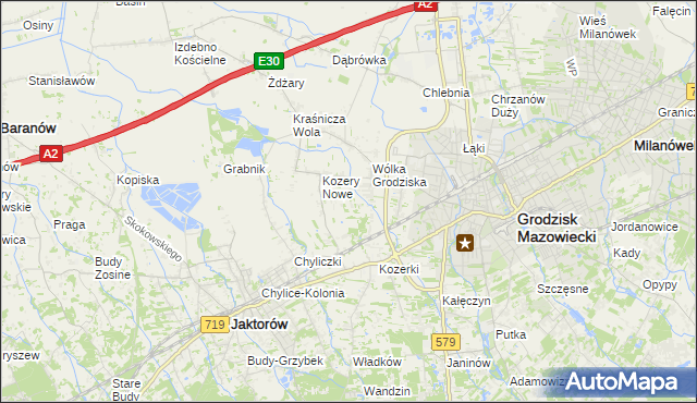 mapa Kozery, Kozery na mapie Targeo