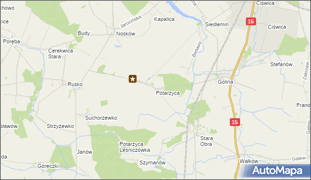 mapa Potarzyca gmina Jarocin, Potarzyca gmina Jarocin na mapie Targeo