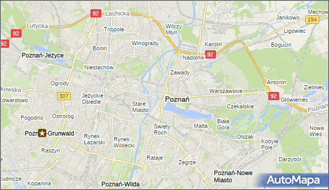 mapa Poznania, Poznań na mapie Targeo