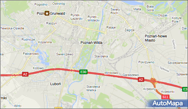 mapa Starołęka, Starołęka na mapie Targeo