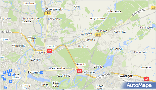 mapa Bogucin gmina Swarzędz, Bogucin gmina Swarzędz na mapie Targeo