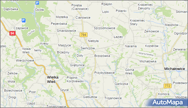 mapa Brzozówka gmina Zielonki, Brzozówka gmina Zielonki na mapie Targeo