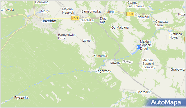 mapa Hamernia gmina Józefów, Hamernia gmina Józefów na mapie Targeo