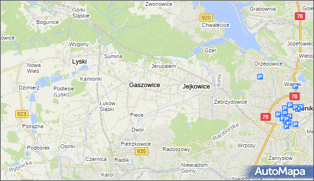mapa Szczerbice, Szczerbice na mapie Targeo