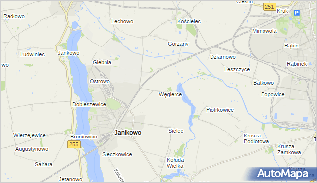 mapa Węgierce gmina Pakość, Węgierce gmina Pakość na mapie Targeo