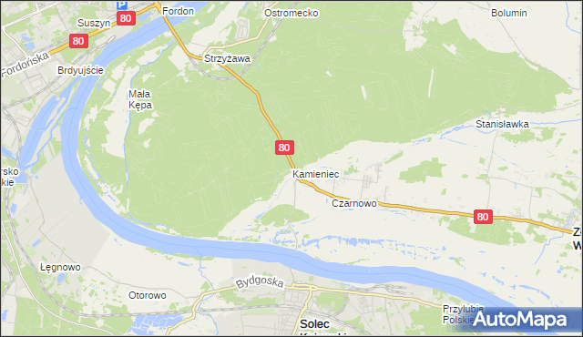 mapa Kamieniec gmina Zławieś Wielka, Kamieniec gmina Zławieś Wielka na mapie Targeo