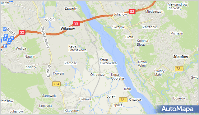 mapa Kępa Okrzewska, Kępa Okrzewska na mapie Targeo