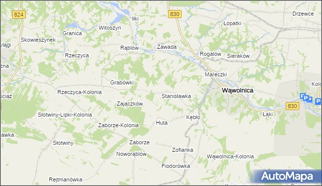 mapa Stanisławka gmina Wąwolnica, Stanisławka gmina Wąwolnica na mapie Targeo