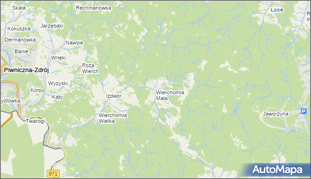 mapa Wierchomla Mała, Wierchomla Mała na mapie Targeo