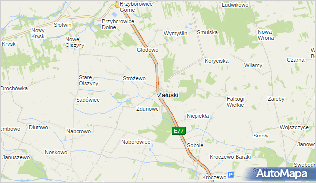 mapa Załuski powiat płoński, Załuski powiat płoński na mapie Targeo
