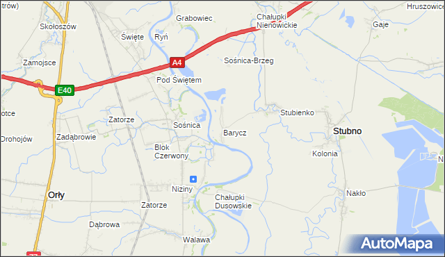 mapa Barycz gmina Stubno, Barycz gmina Stubno na mapie Targeo