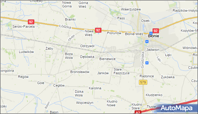 mapa Bieniewice, Bieniewice na mapie Targeo