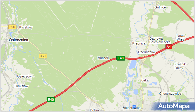 mapa Buczek gmina Bolesławiec, Buczek gmina Bolesławiec na mapie Targeo