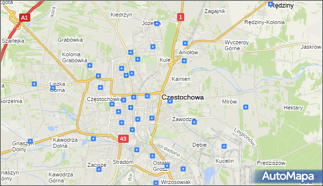 mapa Częstochowy, Częstochowa na mapie Targeo