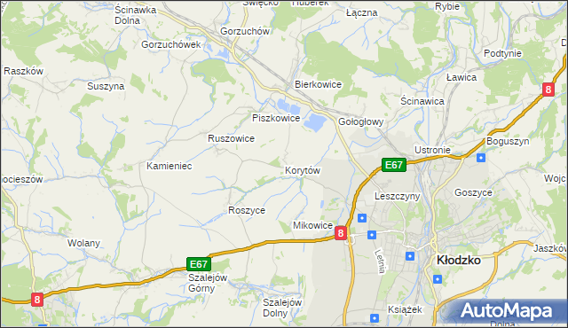 mapa Korytów gmina Kłodzko, Korytów gmina Kłodzko na mapie Targeo