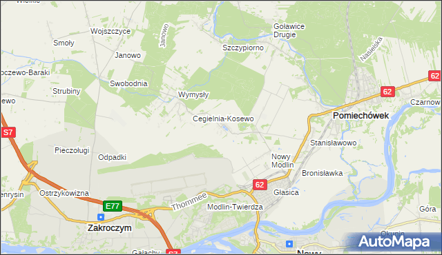 mapa Kosewo gmina Pomiechówek, Kosewo gmina Pomiechówek na mapie Targeo