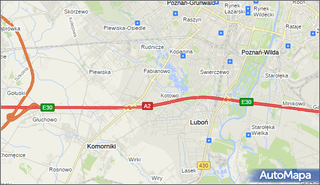 mapa Kotowo gmina Poznań, Kotowo gmina Poznań na mapie Targeo