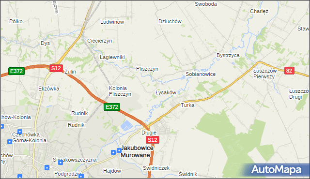 mapa Łysaków gmina Wólka, Łysaków gmina Wólka na mapie Targeo