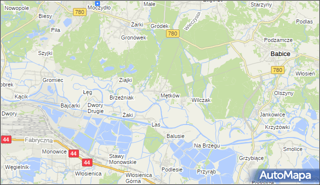 mapa Mętków, Mętków na mapie Targeo